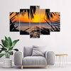 Quadro-su-tela-5-pannelli-Spiaggia-Mare-Sabbia-Tramonto