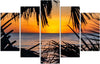 Quadro-su-tela-5-pannelli-Spiaggia-Mare-Sabbia-Tramonto