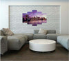 Quadro-su-tela-5-pannelli-Tramonto-a-New-York-Manhattan