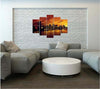 Quadro-su-tela-5-pannelli-Tramonto-a-New-York-Manhattan
