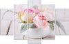 Quadro-su-tela-5-pannelli-Vaso-di-rose-Fiori-di-natura
