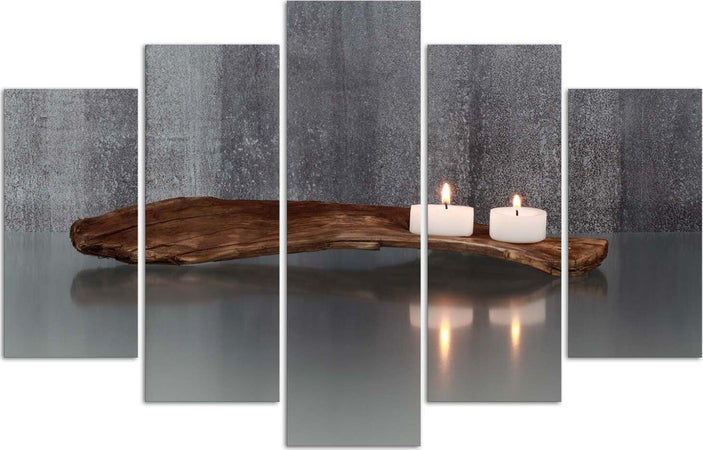 Quadro-su-tela-5-pannelli-Zen-Spa-Candle-Wood