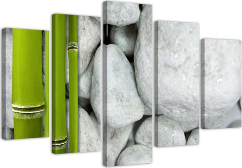 Quadro-su-tela-5-pannelli-Zen-Stones-Bamboo-Spa