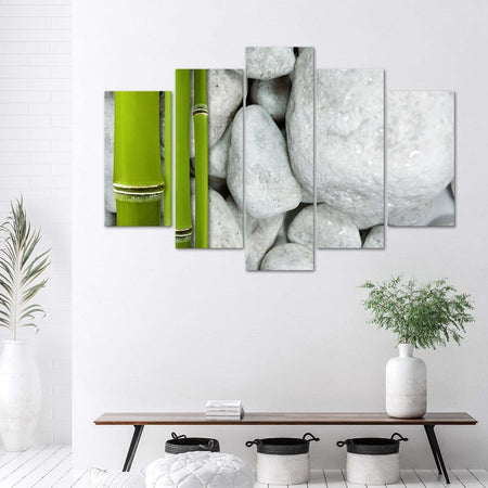 Quadro-su-tela-5-pannelli-Zen-Stones-Bamboo-Spa