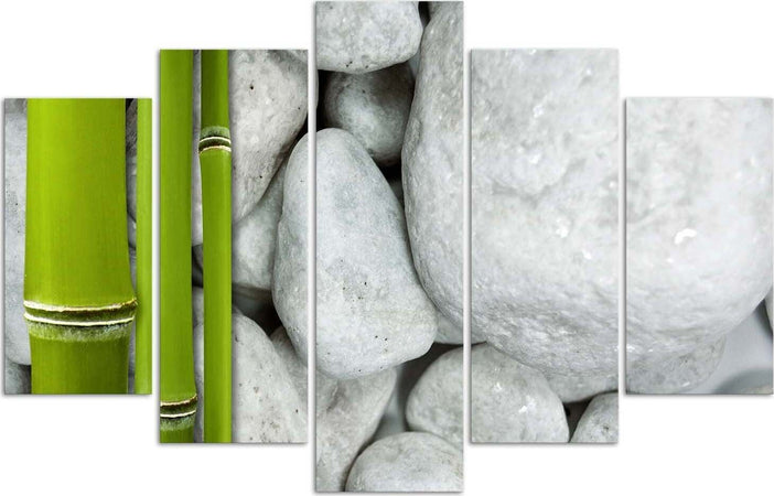 Quadro-su-tela-5-pannelli-Zen-Stones-Bamboo-Spa