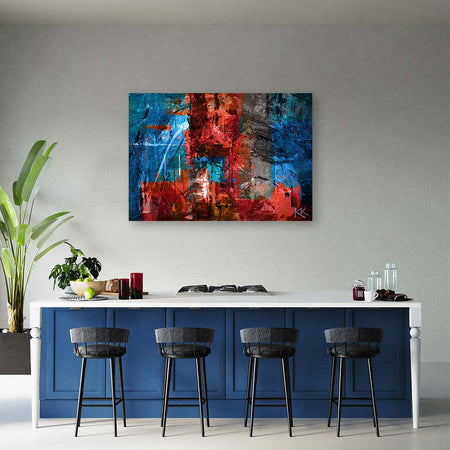 Quadro-su-tela,-Abstrazione-dipinta-a-mano-rossa