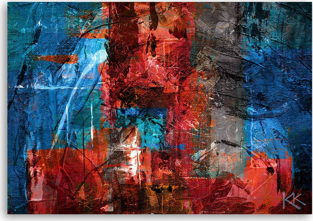 Quadro-su-tela,-Abstrazione-dipinta-a-mano-rossa