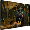 Quadro-su-tela,-Abstrazione-d'oro-del-gatto-nero
