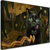 Quadro-su-tela,-Abstrazione-d'oro-del-gatto-nero