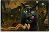 Quadro-su-tela,-Abstrazione-d'oro-del-gatto-nero