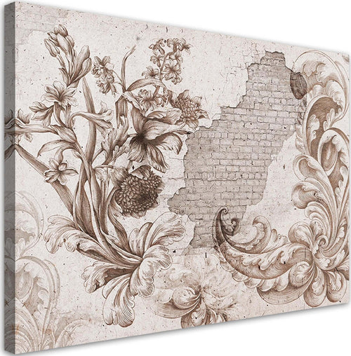 Quadro-su-tela,-Affresco-vegetale-su-intonaco-che-cade