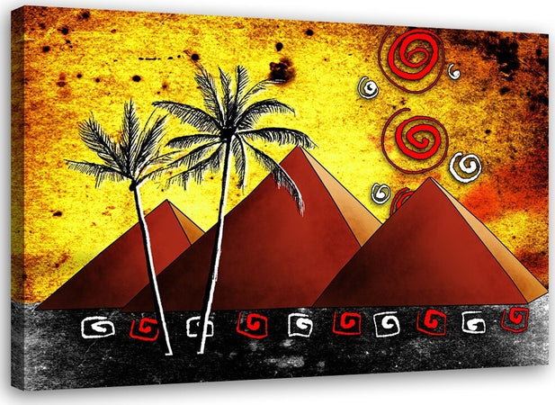 Quadro-su-tela,-Africa-Piramidi-Palme