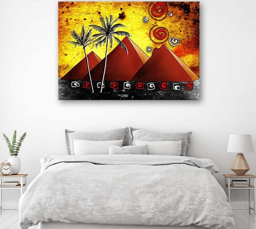 Quadro-su-tela,-Africa-Piramidi-Palme