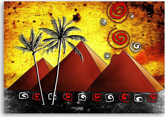 Quadro-su-tela,-Africa-Piramidi-Palme