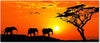 Quadro-su-tela,-Africa-tramonto-elefanti