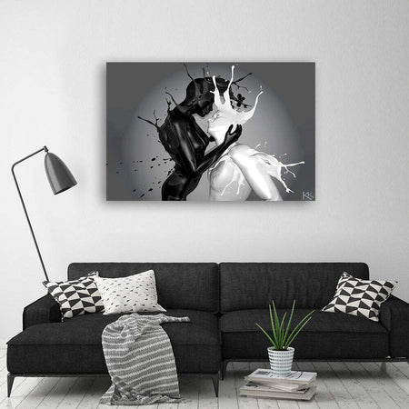 Quadro-su-tela,-Amore-per-la-coppia-di-astrazione-di-caffè-e-latte
