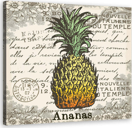 Quadro-su-tela,-Ananas-vintage