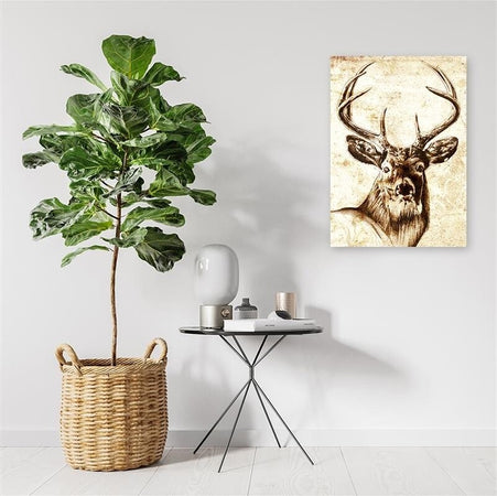 Quadro-su-tela,-Animali-Cervo-Vintage-Beige