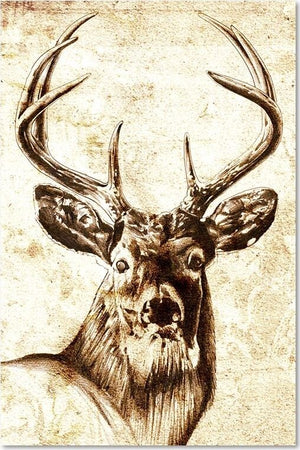 Quadro-su-tela,-Animali-Cervo-Vintage-Beige