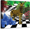 Quadro-su-tela,-Animali-colorati-di-natura-zebra