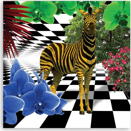 Quadro-su-tela,-Animali-colorati-di-natura-zebra