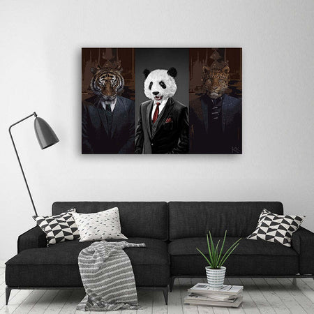 Quadro-su-tela,-Animali-in-giacca-e-cravatta