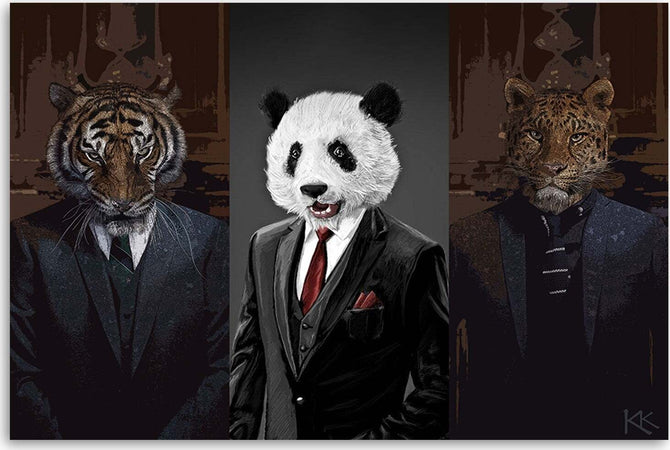 Quadro-su-tela,-Animali-in-giacca-e-cravatta