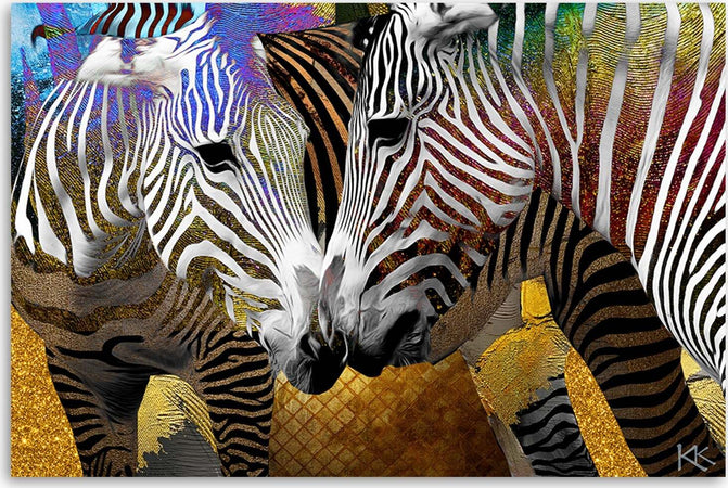 Quadro-su-tela,-Animali-zebra-astratti