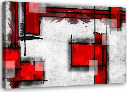 Quadro-su-tela,-Astratto-Bianco-Rosso
