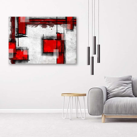 Quadro-su-tela,-Astratto-Bianco-Rosso