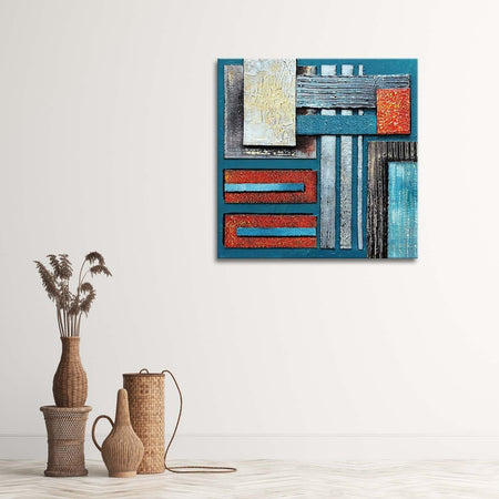 Quadro-su-tela,-Astratto-blu-turchese