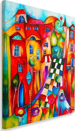 Quadro-su-tela,-Astratto-città-colorata