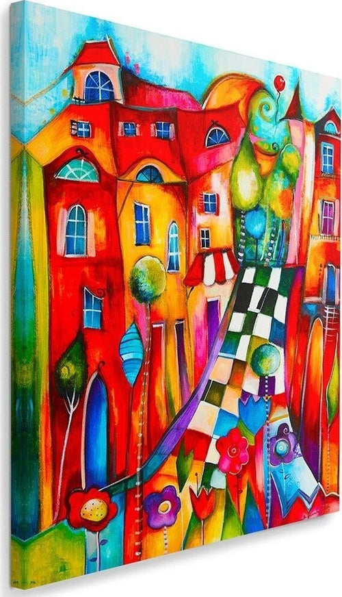 Quadro-su-tela,-Astratto-città-colorata