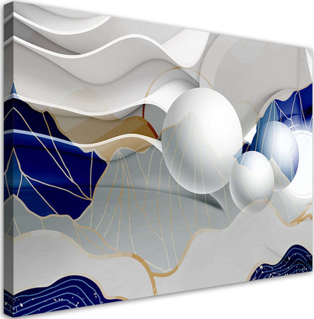 Quadro-su-tela,-Astrazione-blu-con-palline-3D