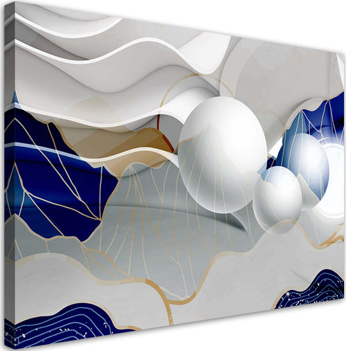 Quadro-su-tela,-Astrazione-blu-con-palline-3D