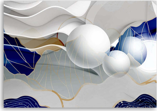 Quadro-su-tela,-Astrazione-blu-con-palline-3D