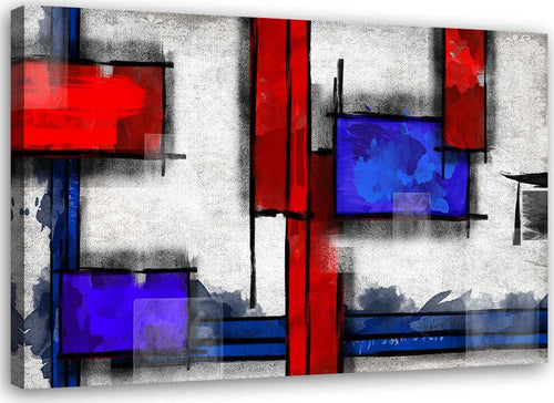 Quadro-su-tela,-Astrazione-Blu-Rosso