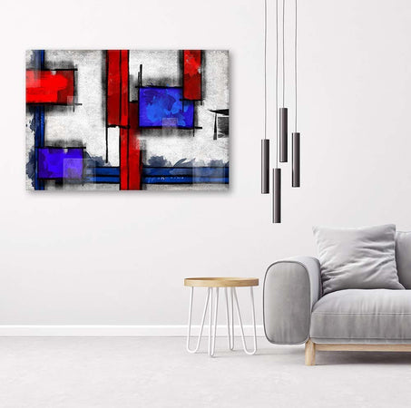 Quadro-su-tela,-Astrazione-Blu-Rosso