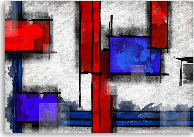 Quadro-su-tela,-Astrazione-Blu-Rosso