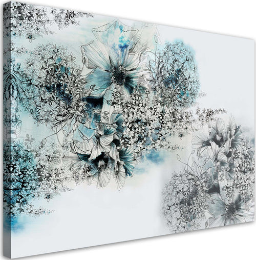 Quadro-su-tela,-Astrazione-dei-fiori-blu