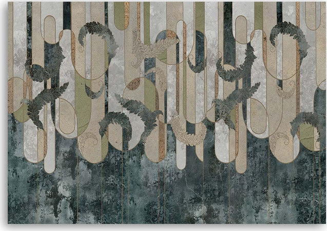 Quadro-su-tela,-Astrazione-delle-piante-nei-colori-della-terra