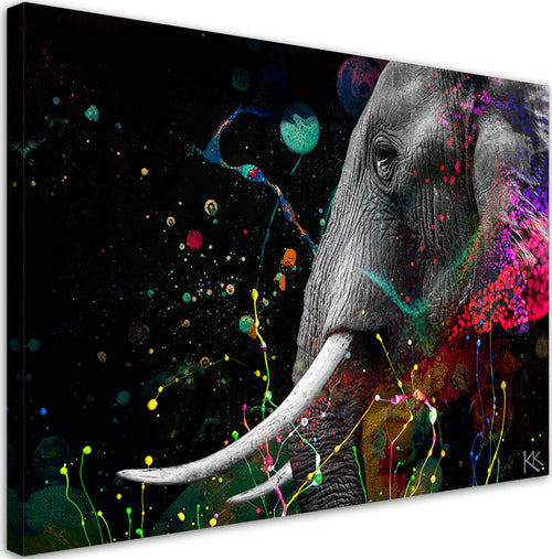 Quadro-su-tela,-Astrazione-di-elefante-africano