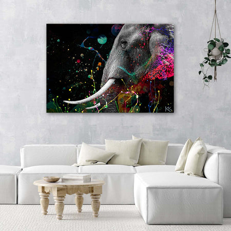 Quadro-su-tela,-Astrazione-di-elefante-africano