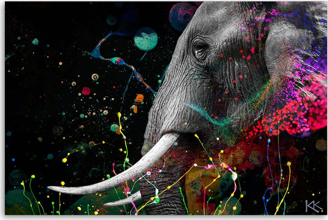 Quadro-su-tela,-Astrazione-di-elefante-africano