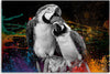 Quadro-su-tela,-Astrazione-di-pappagalli-colorati