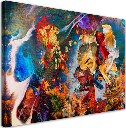 Quadro-su-tela,-Astrazione-di-pesce-colorata