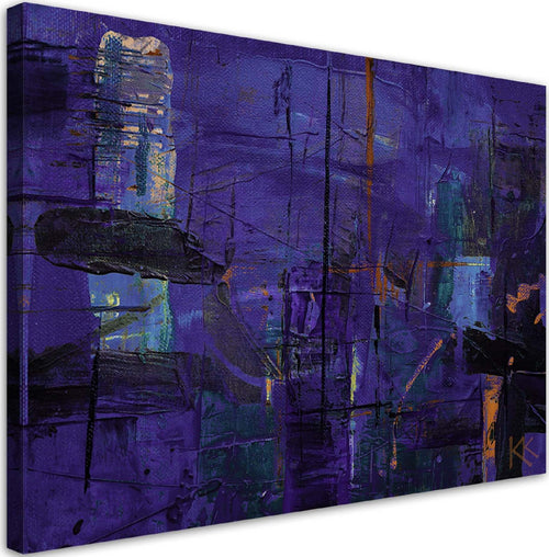 Quadro-su-tela,-Astrazione-dipinta-a-mano-viola
