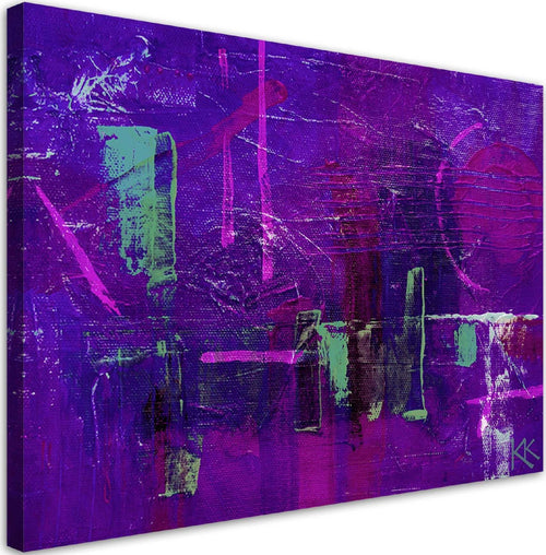 Quadro-su-tela,-Astrazione-dipinta-a-mano-viola