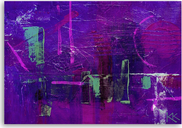 Quadro-su-tela,-Astrazione-dipinta-a-mano-viola
