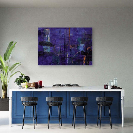 Quadro-su-tela,-Astrazione-dipinta-a-mano-viola